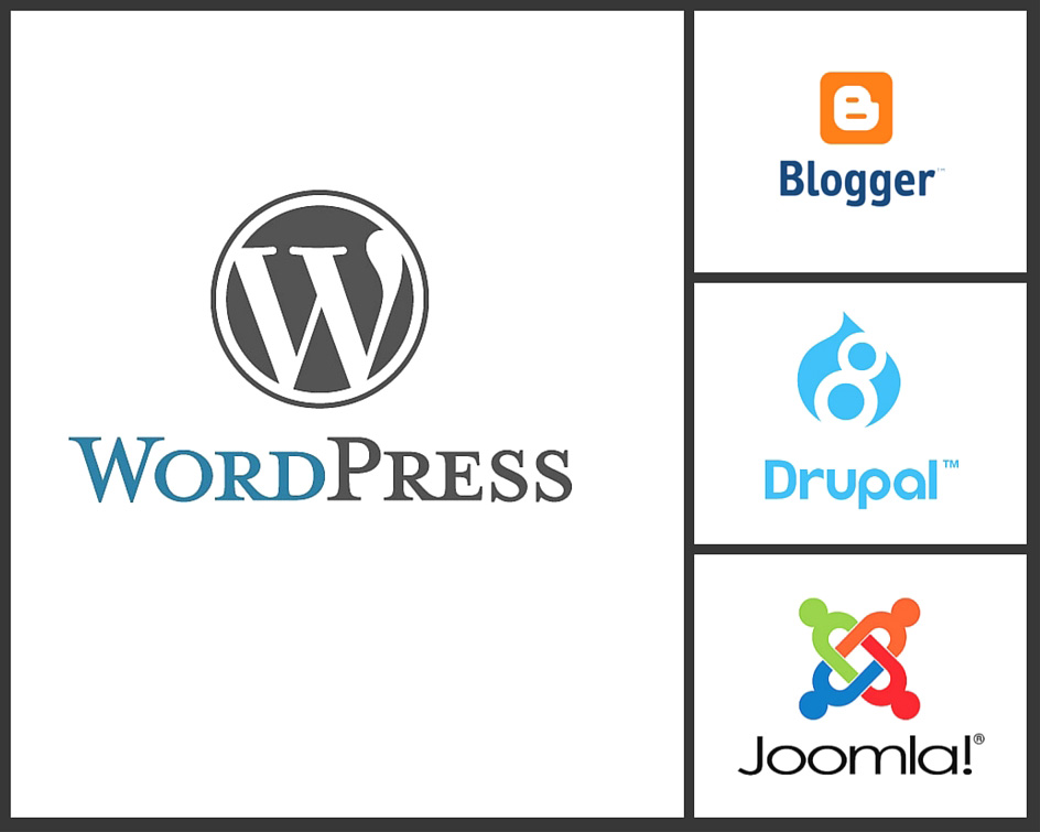 Wordpress, Drupal, Joomla, Blogger